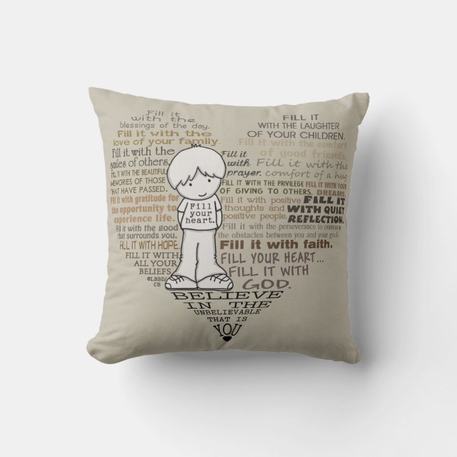 Coussin Remplissez Votre Coeur-Tan (Recto)