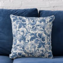 Renaissance bleue et blanche Acanthus Damask