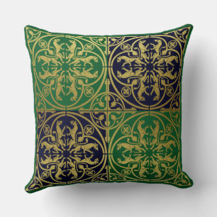 Coussin Renaissance Médiévale Héraut Lion Léopard Métalliq