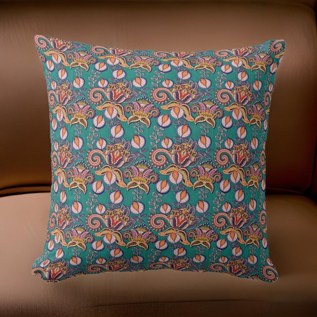 Coussin Renaissance Sarcelle Or Orange Médiéval | (Créateur téléchargé)