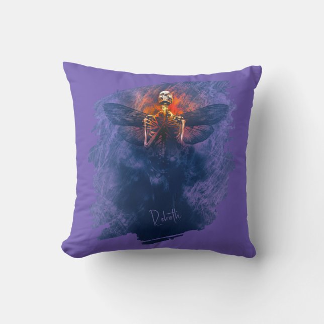 Coussin Renaissance. Squelette avec ailes se levant (Recto)