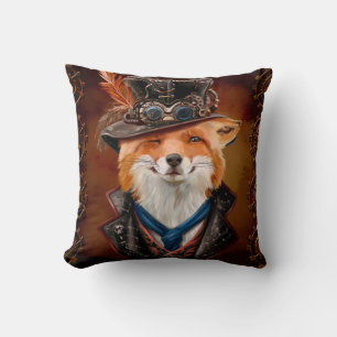 Coussin Renard à la mouche en vêtements de steampunk. Dess