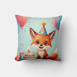 Coussin Renard adorable célébrant un anniversaire joyeux