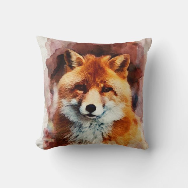 Coussin renard aquarelle (Recto)
