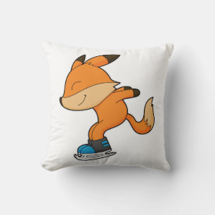 Coussin Renard au patinage sur glace avec patins sur glace