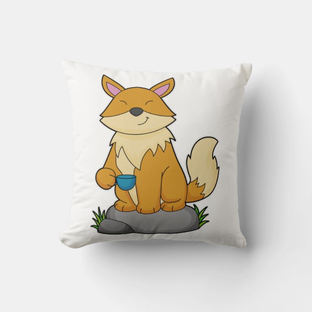 Coussin Renard avec tasse de café (Recto)