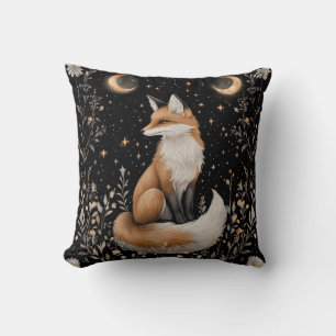 Coussin Renard céleste mystique et fleurs