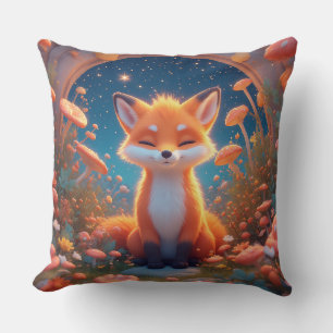 Coussin Renard Charmant Assis au Milieu d'une Forêt Fantas