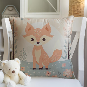 Coussin Renard d'animal de bois rose, infirmière de fille 