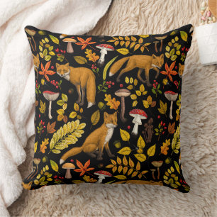 Coussin Renard d'automne sur noir