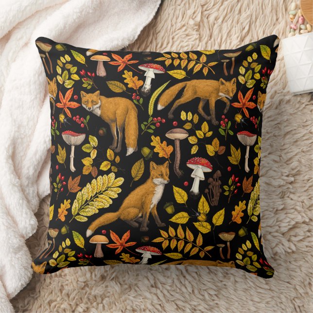 Coussin Renard d'automne sur noir (Couverture)