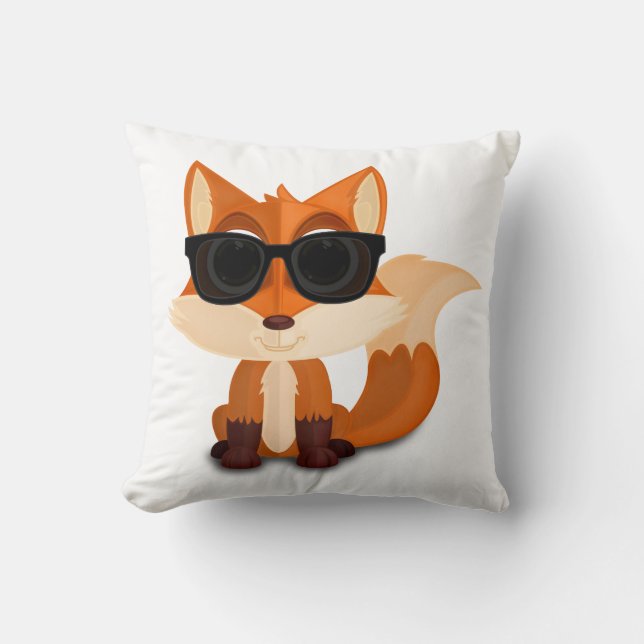Coussin Renard de dessin animé cool portant des lunettes d (Recto)