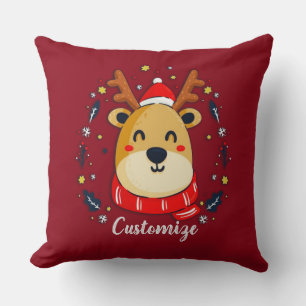 Coussin Renard de Noël personnalisé
