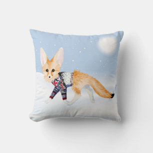 Coussin Renard d'hiver en chandail tricot Jetez l'oreiller
