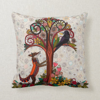 Coussin renard et corneille