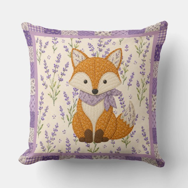 Coussin Renard et Lavande  (Recto)