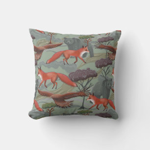 Coussin Renard et ours vert