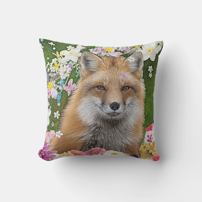 Coussin Renard Fairytale dans le champ des fleurs (Recto)