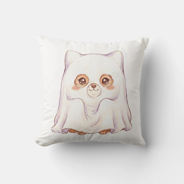 Coussin Renard fantôme mignon Halloween - Animaux dodus mi (Recto)