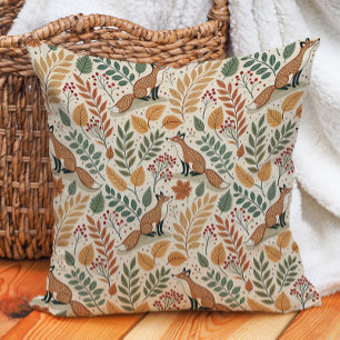 Coussin Renard Feuilles d'Automne Nature Chaude