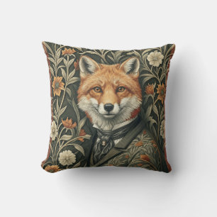 Coussin Renard Gentleman en Tenue de Soirée Bois Vintage