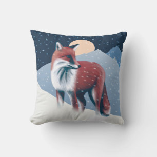 Coussin Renard Mélange Dans La Neige D'Hiver Illustration