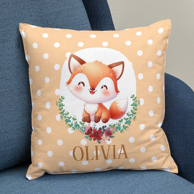 Coussin Renard mignon à pois élégant (Créateur téléchargé)
