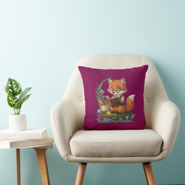 Coussin Renard Mignon Bibliophile "Juste Un Chapitre de Pl (Chaise)