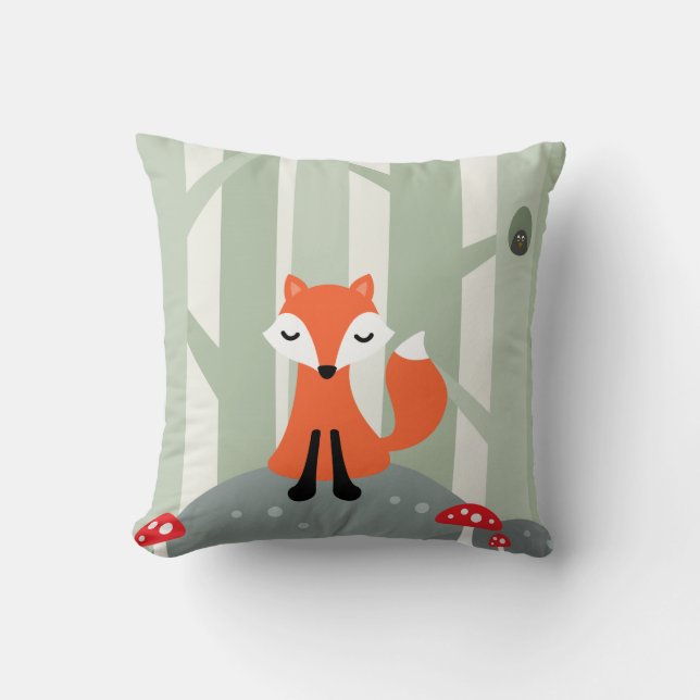 Coussin Renard mignon se reposant sur une roche dans la (Recto)