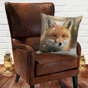 Coussin Renard mou en hiver neige