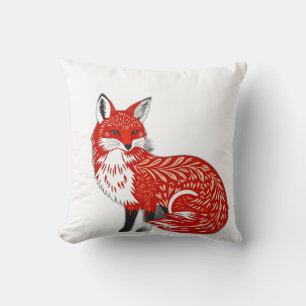 Coussin Renard nordique avec Motifs feuille