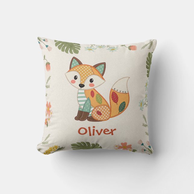 Coussin Renard Patchwork Mignon (Recto)