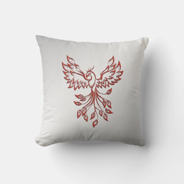 Coussin Renard Phénix se lève Argent (Recto)