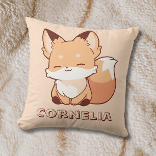 Coussin Renard Sourire Mignon Personnalisé Nom