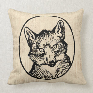 Coussin Renard vintage Art mignonne Fox illustré