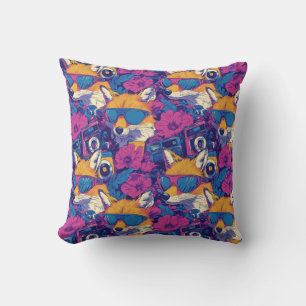 Coussin Renards cool avec lunettes de soleil, caméras et f