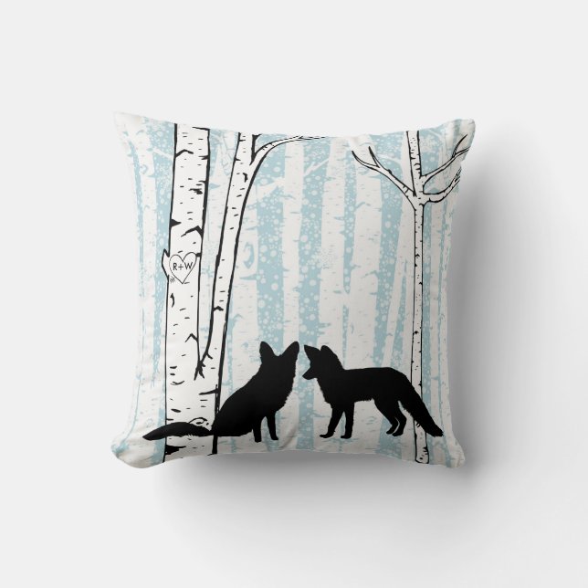 Coussin Renards Sur Mesure, Buck, Doe, Birch Trees Jeter O (Recto)