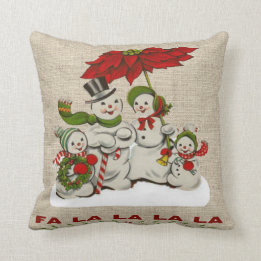 Coussin Rencontrez le gai, la famille de neige…