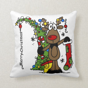 Coussin Renne de Joyeux Noël