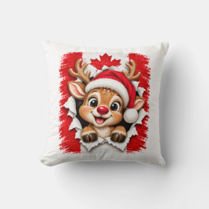 Coussin Renne de Noël canadien