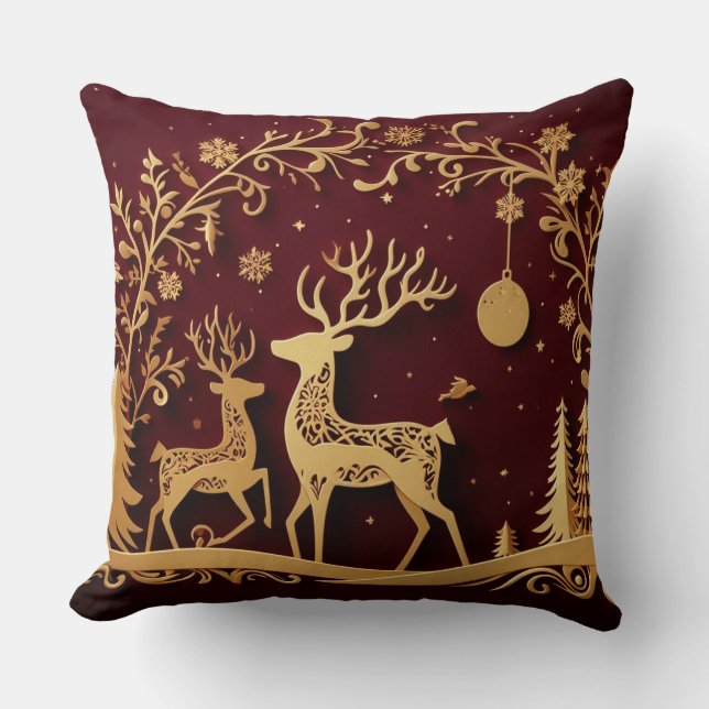 Coussin Renne Enchanté – Folie des Fêtes (Recto)