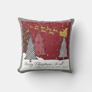 Coussin Renne moderne de Père Noël Sleigh de Joyeux Noël