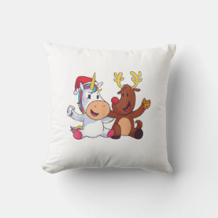 Coussin Renne Rudolph Noël Renne Licorne au Nez Rouge G