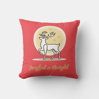 Coussin Renneau de Noël Joyeux et Lumineux
