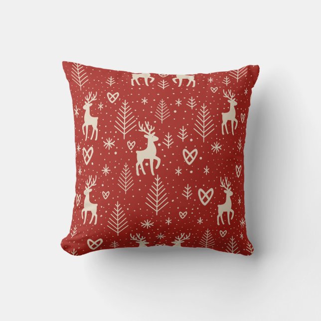 Coussin Rennes de Noël nordiques (Recto)
