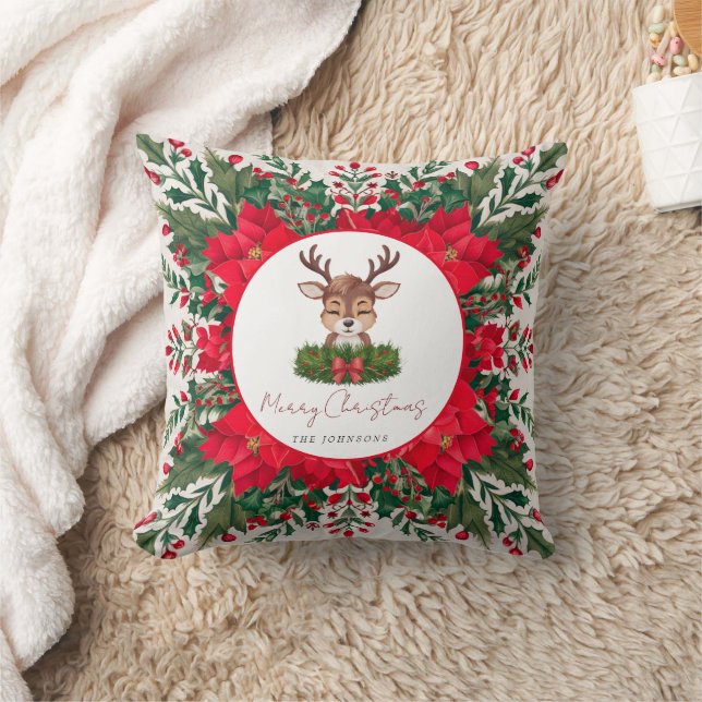 Coussin Rennes de Noël personnalisées (Couverture)