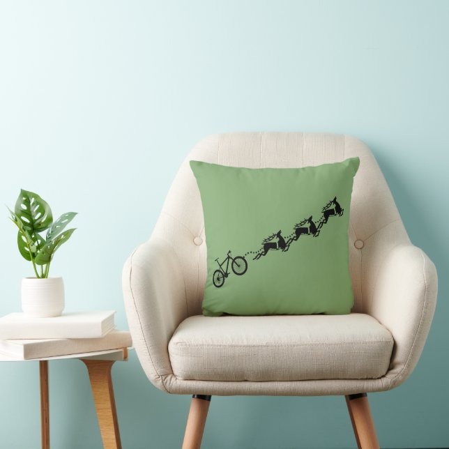 Coussin Rennes de vélo drôle de Noël de Santa (Chaise)