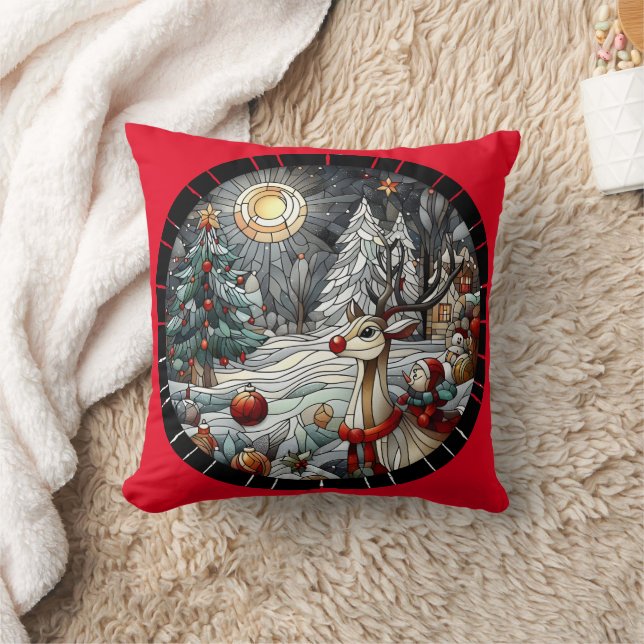 Coussin Rennes festives dans un pays merveilleux hivernal  (Couverture)
