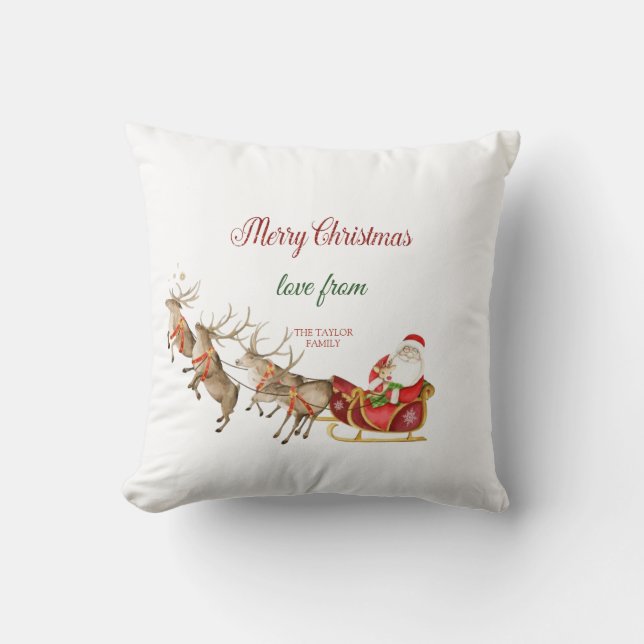 Coussin Rennes Père Noël Traîneau Noël (Recto)