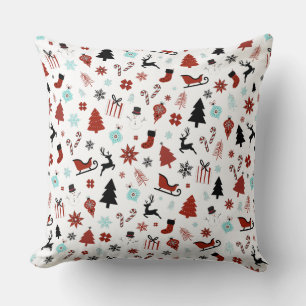 Coussin Rennes Traîneau Noël Pins